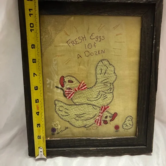 Vintage embroidered stitching in frame